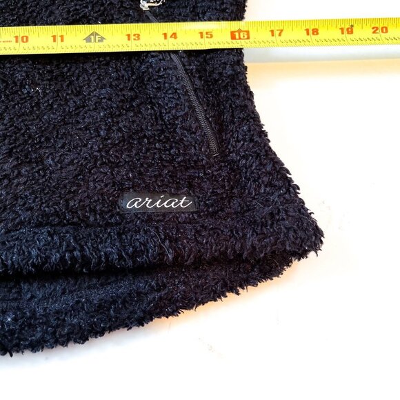 Ariat Fuzzy Black Snap Closure Fleece Jacket Size Small - Picture 9 of 12